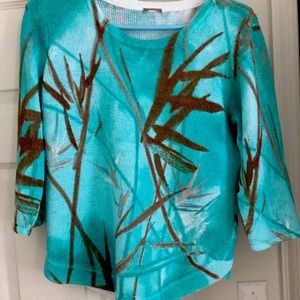 Beautiful turquoise and brown sweater